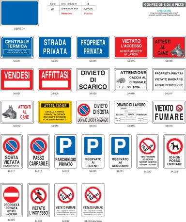 Cartelli vari e per proprietà privata