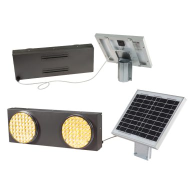 ECOSOLAR 10 WATT - 2 lampeggianti 2 lampeggianti colore giallo diametro 200mm.