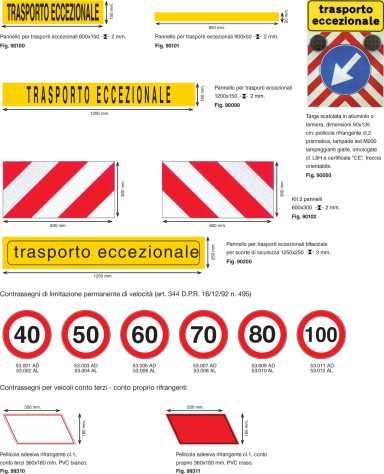 Pannelli per segnalazione trasporti eccezionali