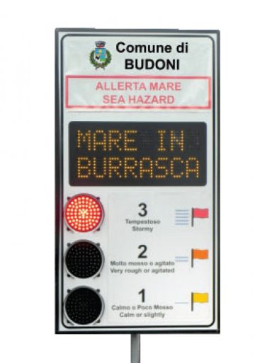 Pannello informativo allerta mare