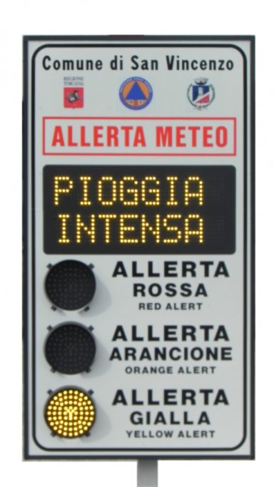 Pannello informativo allerta meteo con display